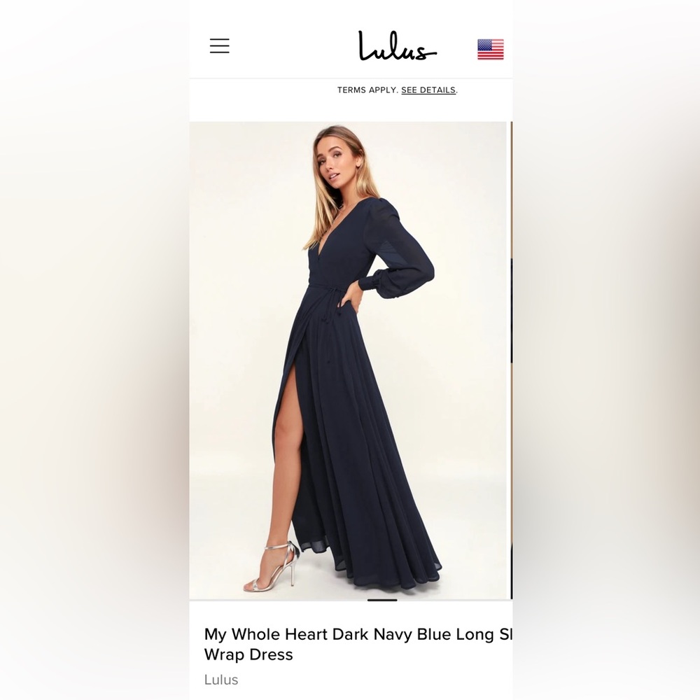 Lulu‘s size large navy blue wrapped dress